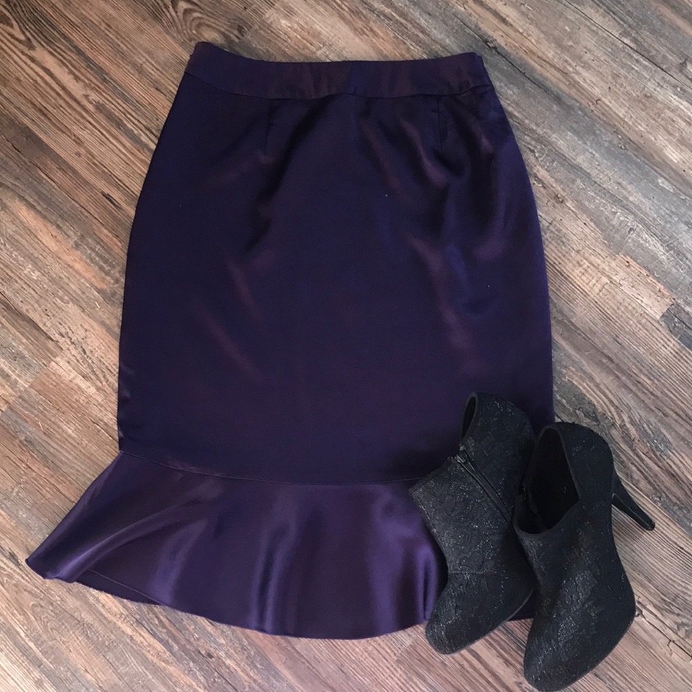 The Limited Plum Satin Trumpet Skirt 6